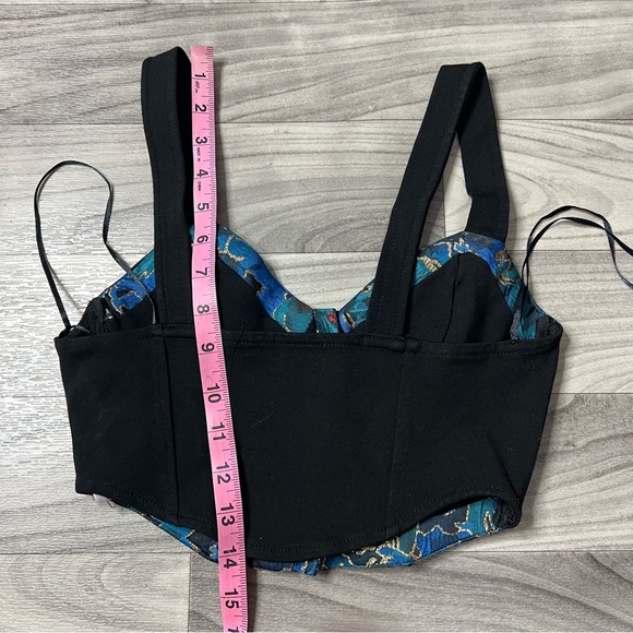 Zara Blue Embroidered Bustier Cropped Corset Top Women’s Size Small - Picture 4 of 8